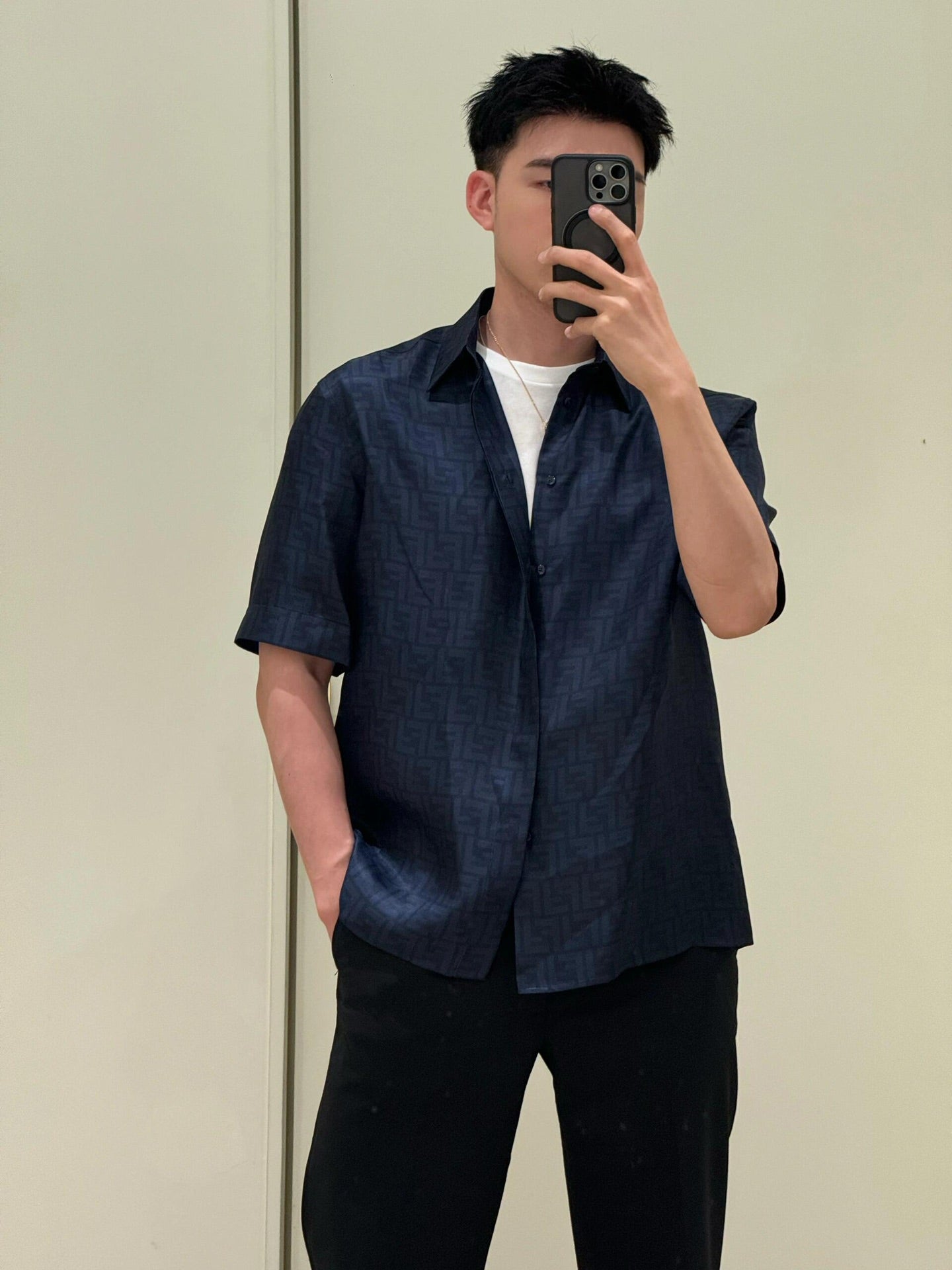 2026 New FF All-Over Print Short-Sleeved Shirt (25129-A90)