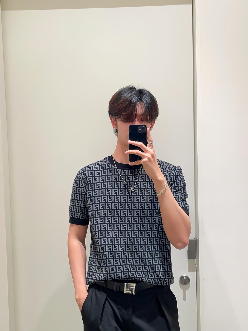 2026 New FF All-Over Print FF Knit Short-Sleeve (25155-A75)
