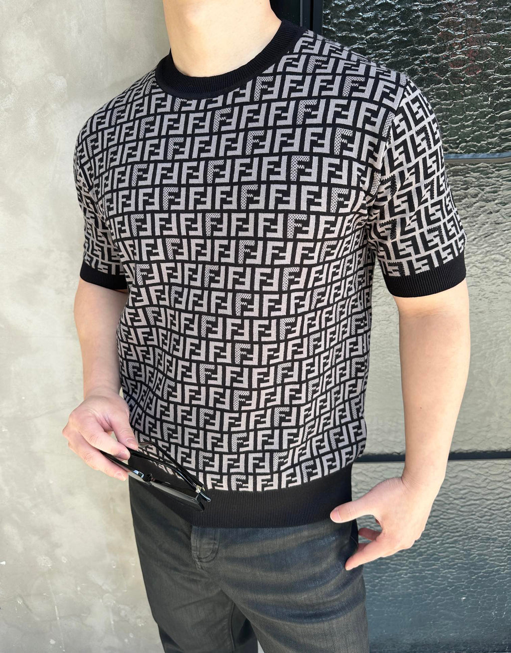 2026 New FF All-Over Print FF Knit Short-Sleeve (25155-A75)