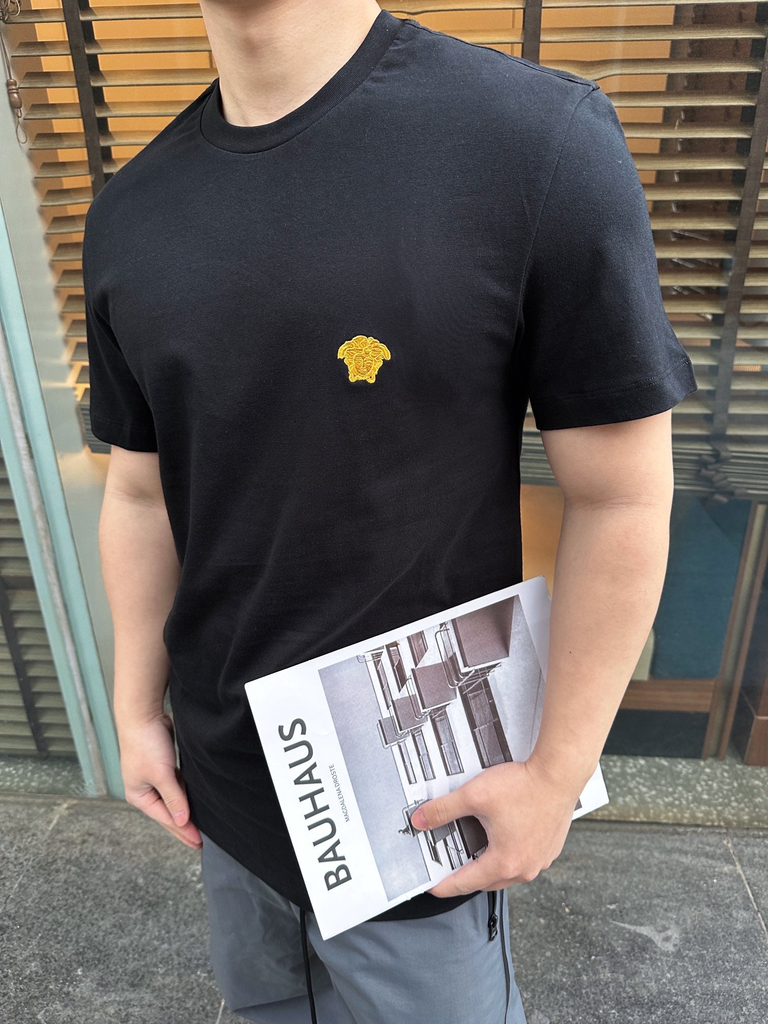 2026 New Ve Short-Sleeved Shirt with Gold Logo Embroidery (25166-A05)