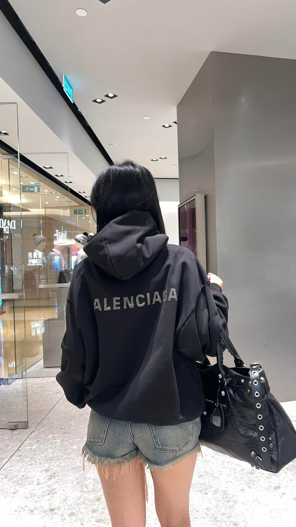 2026 New Arrival: Balen Rhinestone-Embellished Hooded Distressed Sweatshirt (25252-B80)