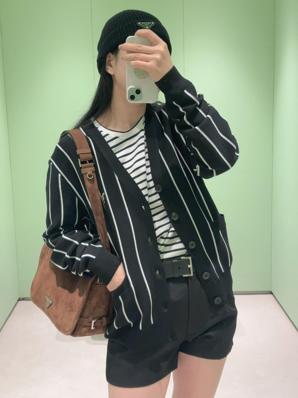 2026 New Triangle Brand Striped Embroidered Cardigan (25306-B90)