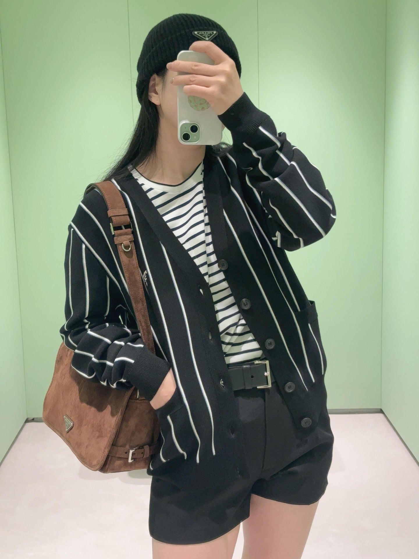 2026 New Triangle Brand Striped Embroidered Cardigan (25306-B90)