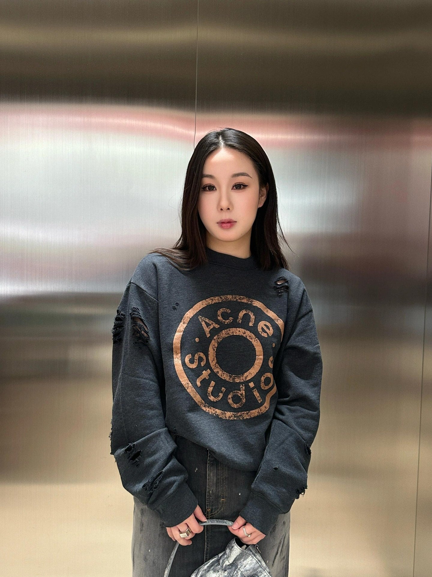 2026 New Acn Distressed Logo Sweatshirt with Holes (25310-B20)