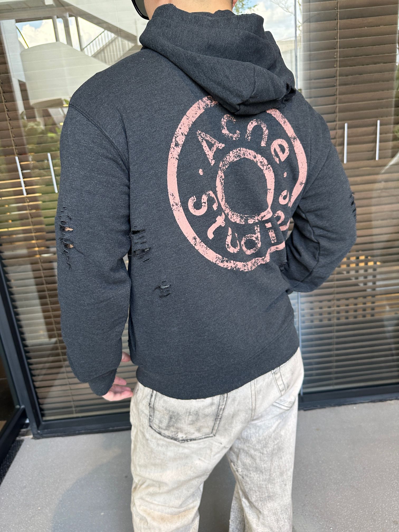 2026 New Acn Distressed Logo Zip-Up Jacket with Holes (25303-B75)