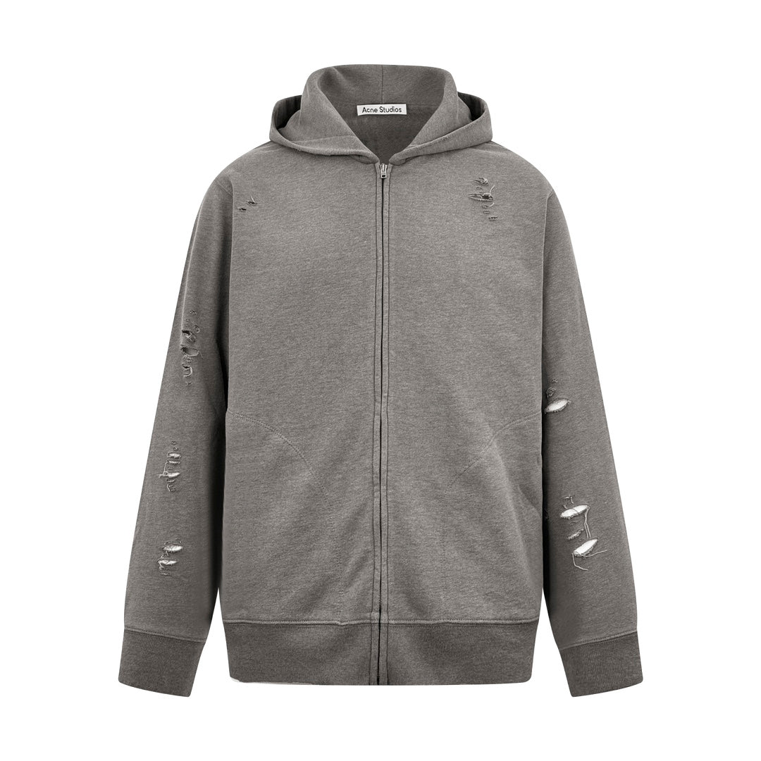 2026 New Acn Distressed Logo Zip-Up Jacket with Holes (25303-B75)
