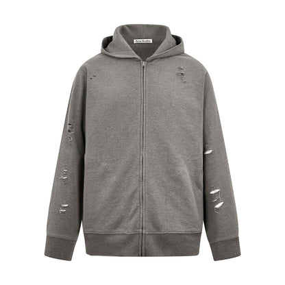 2026 New Acn Distressed Logo Zip-Up Jacket with Holes (25303-B75)