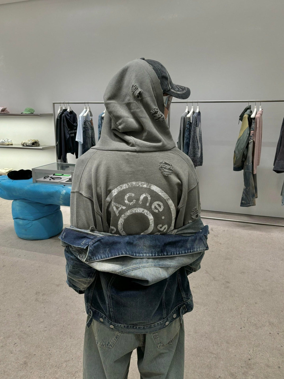 2026 New Acn Distressed Logo Zip-Up Jacket with Holes (25303-B75)