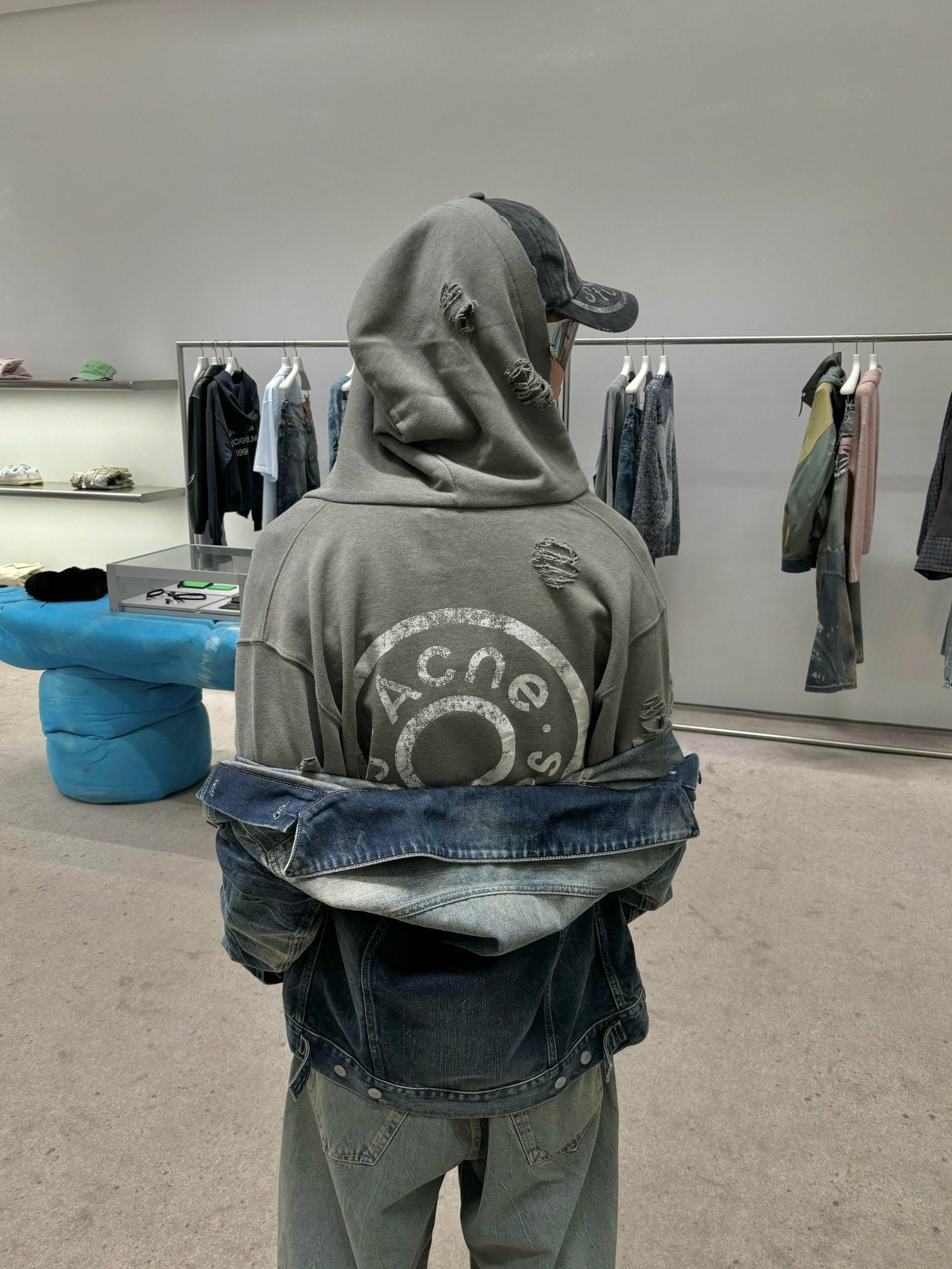 2026 New Acn Distressed Logo Zip-Up Jacket with Holes (25303-B75)