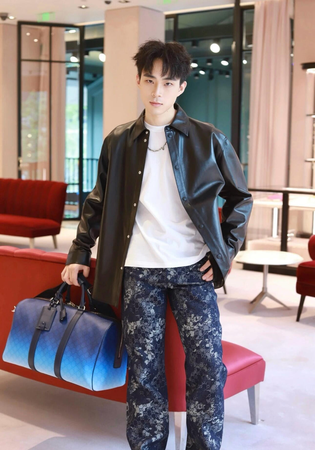 2026 New Arrival: GU All-Over Print Denim Trousers (MM097-B65)