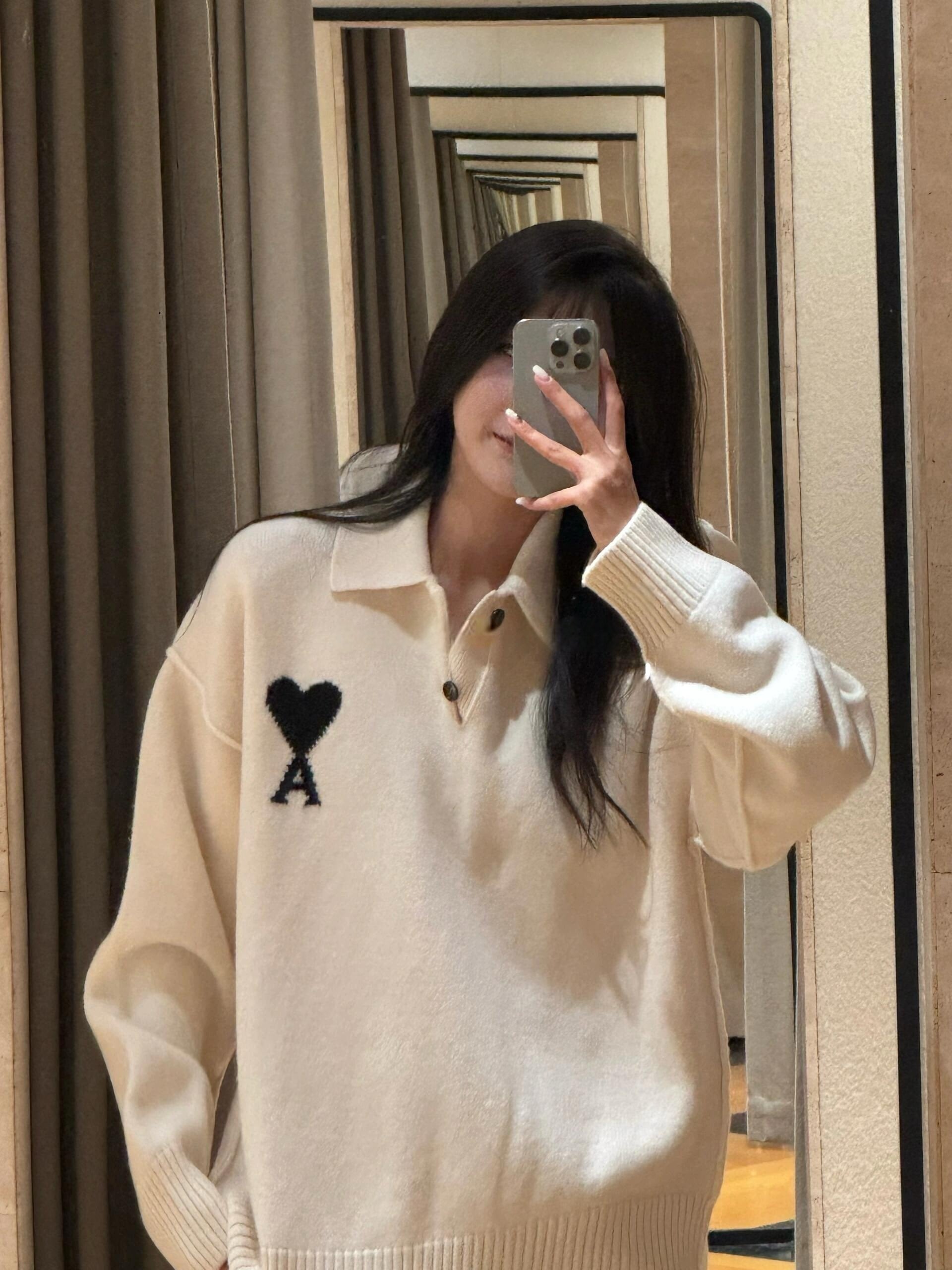 2026 New Model Heart A Heart Patterned Knitted Polo Shirt (25366-B25)