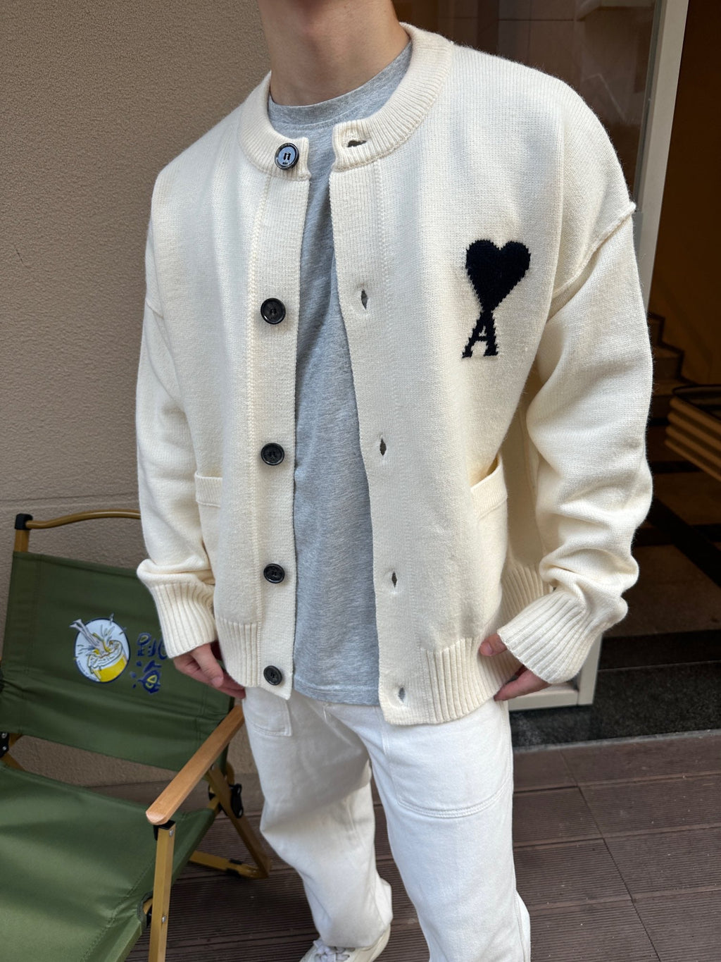 2026 New Heart A Heart-Patterned Jacquard Knit Cardigan (25365-B55)