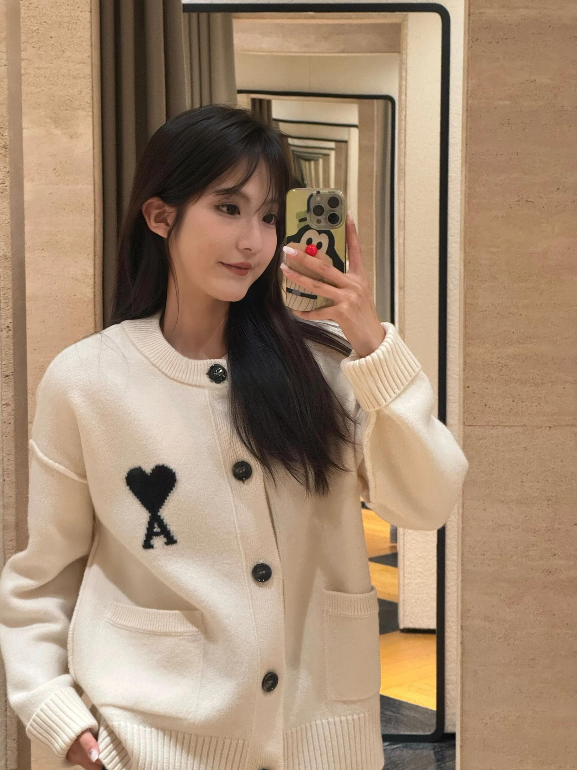 2026 New Heart A Heart-Patterned Jacquard Knit Cardigan (25365-B55)