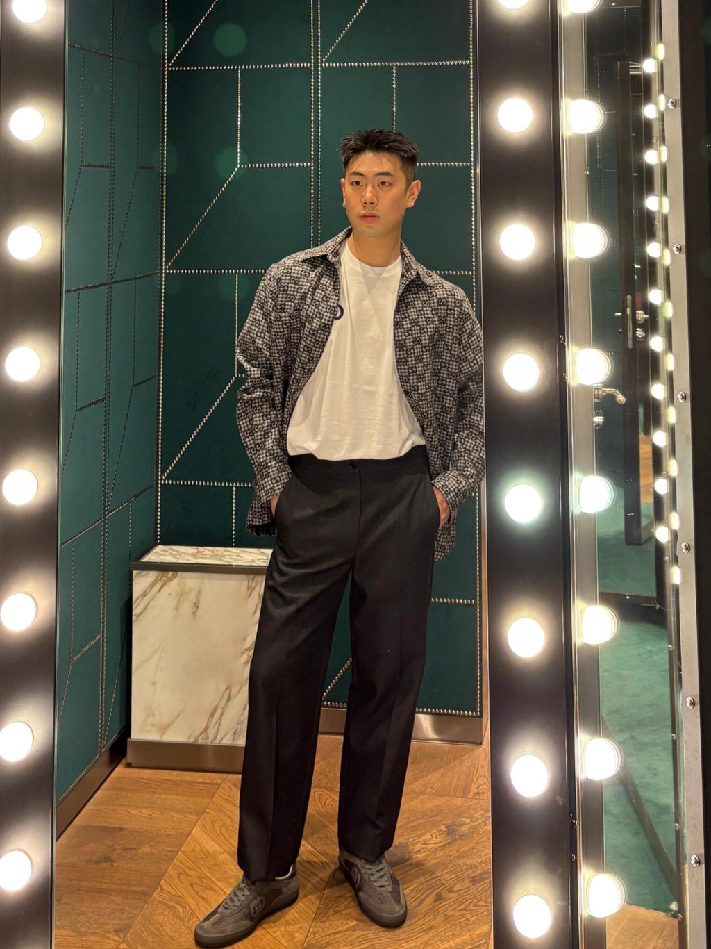 2026 New GU Full-Print Check Jacquard Shirt (BB720-B50)
