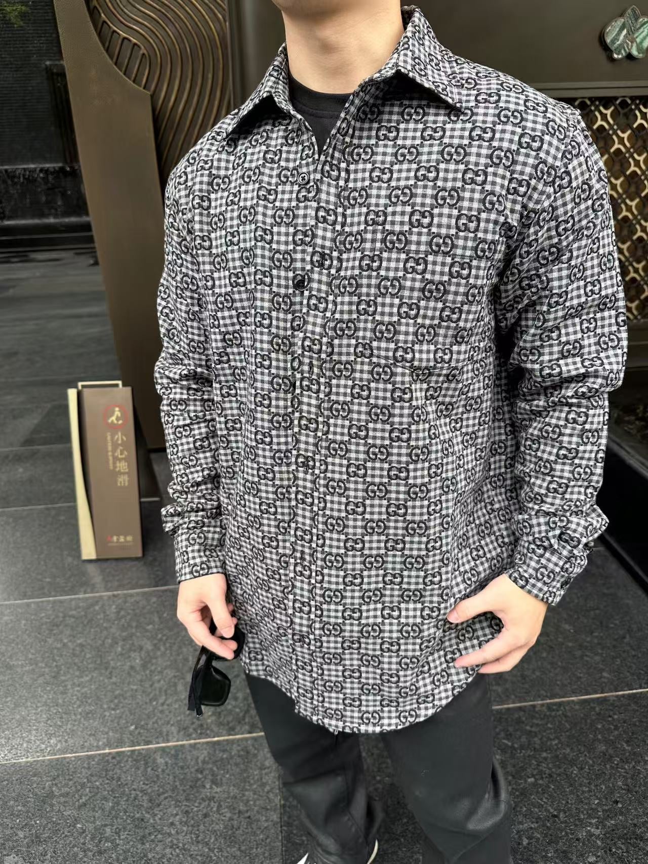 2026 New GU Full-Print Check Jacquard Shirt (BB720-B50)