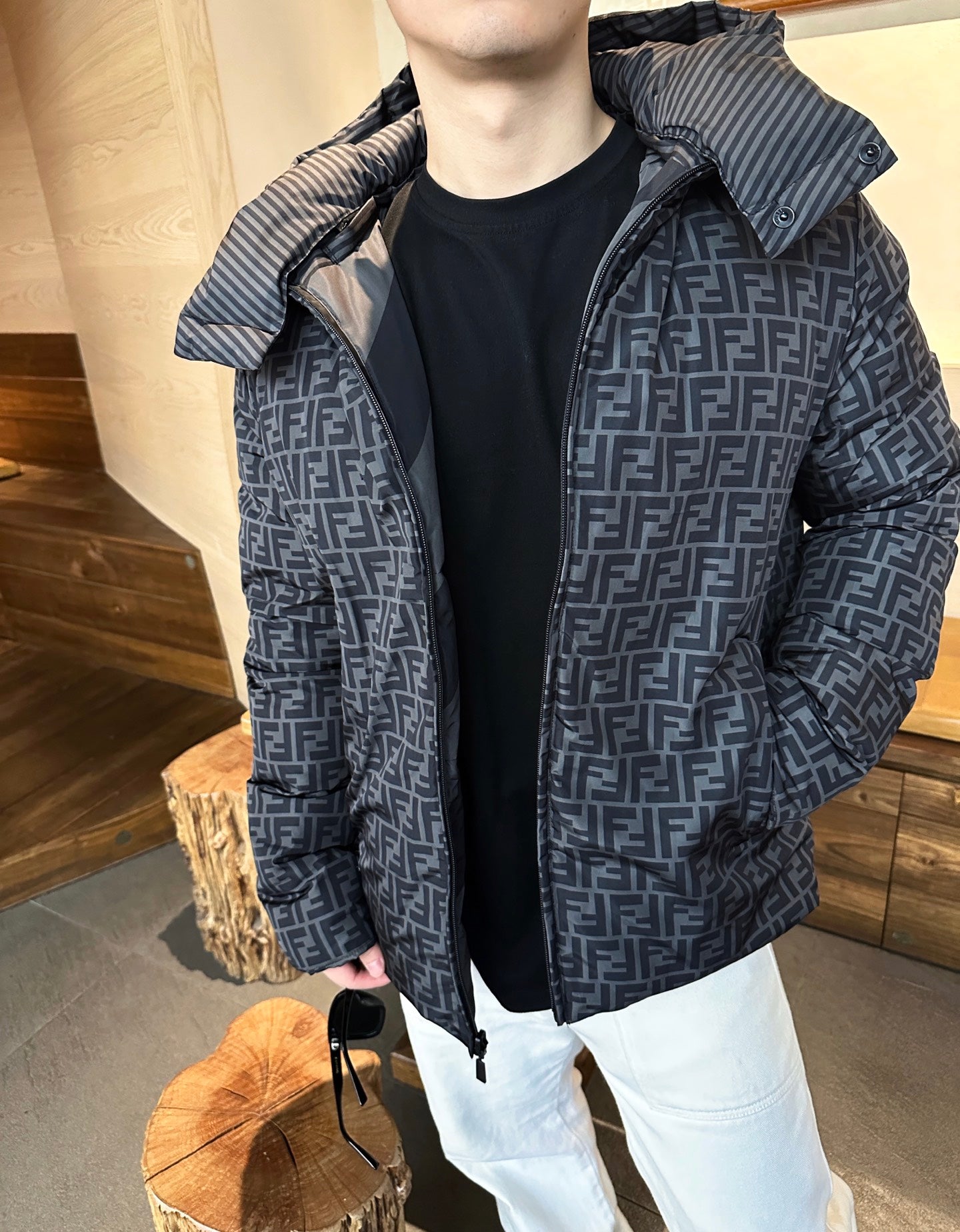 2026 New FF Reversible Hooded Down Jacket (25352-E60)