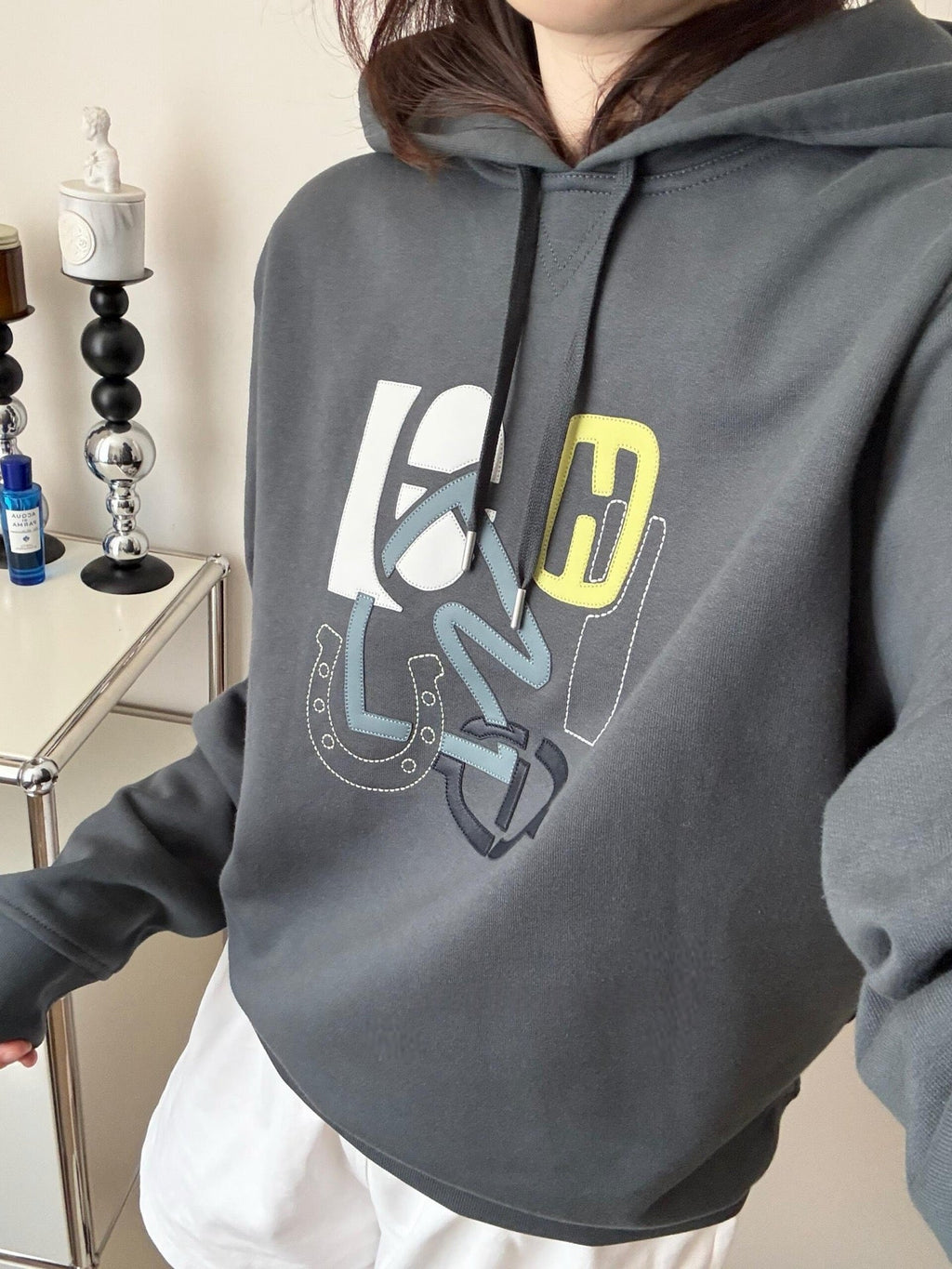 2026 New H Patch Leather Hooded Sweatshirt (25350-B40)