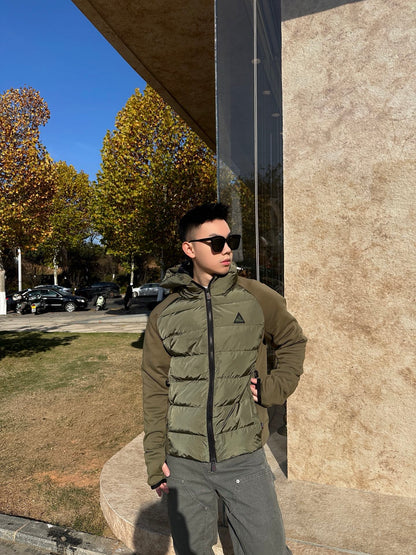 2026 New Mon Logo Woven Patchwork Down Jacket (25378-D10)