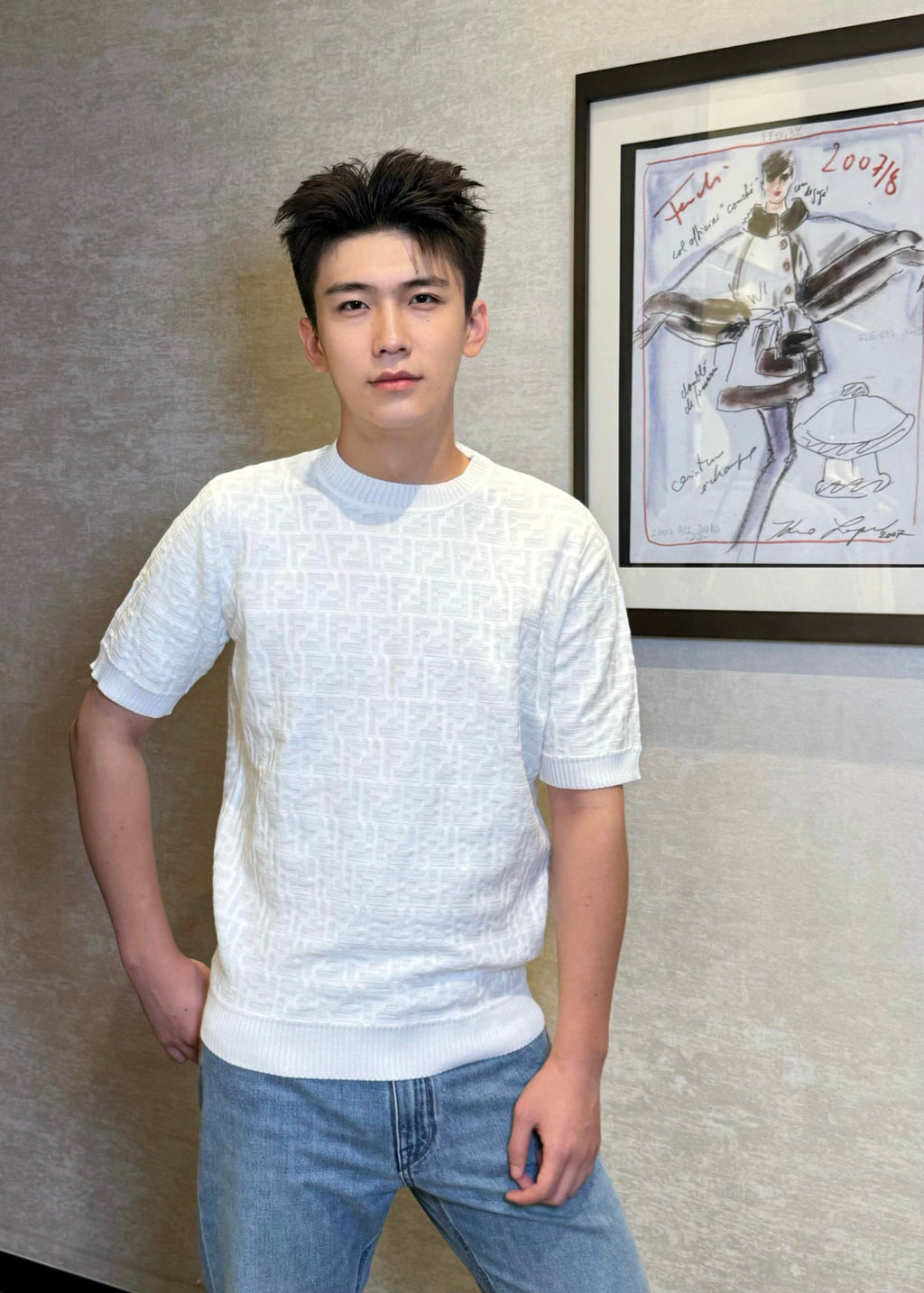 2026 New FF All-Over Print Knit Short-Sleeved Top (AA501-A65)