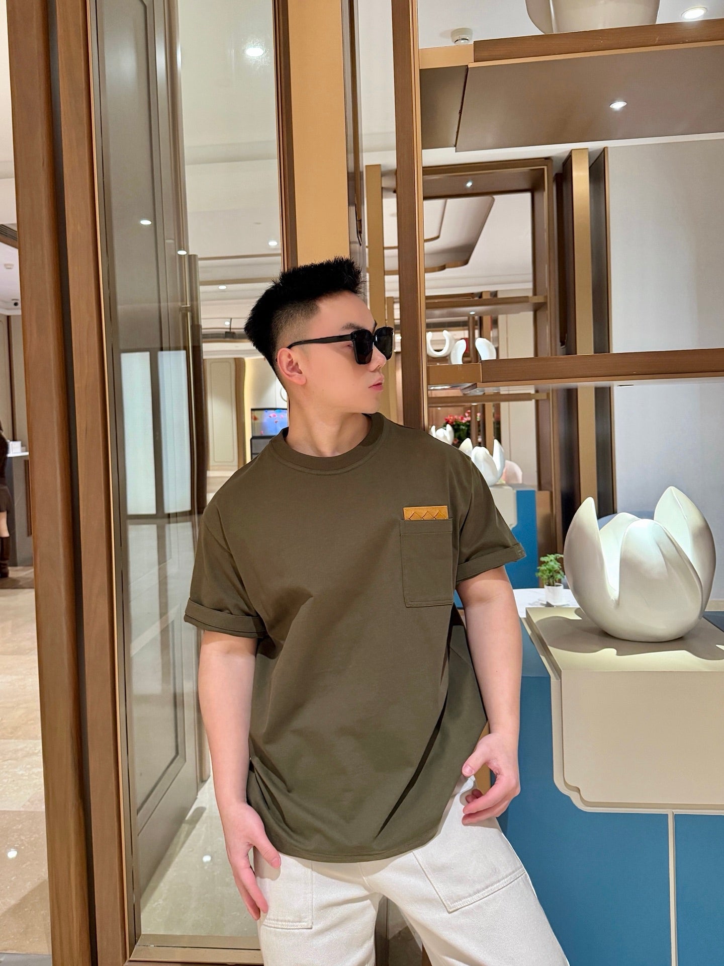 2026 New BV Woven Leather Pocket Short Sleeve Shirt (AA543-A20)