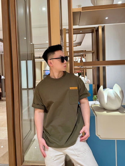 2026 New BV Woven Leather Pocket Short Sleeve Shirt (AA543-A20)