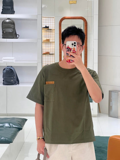 2026 New BV Woven Leather Pocket Short Sleeve Shirt (AA543-A20)