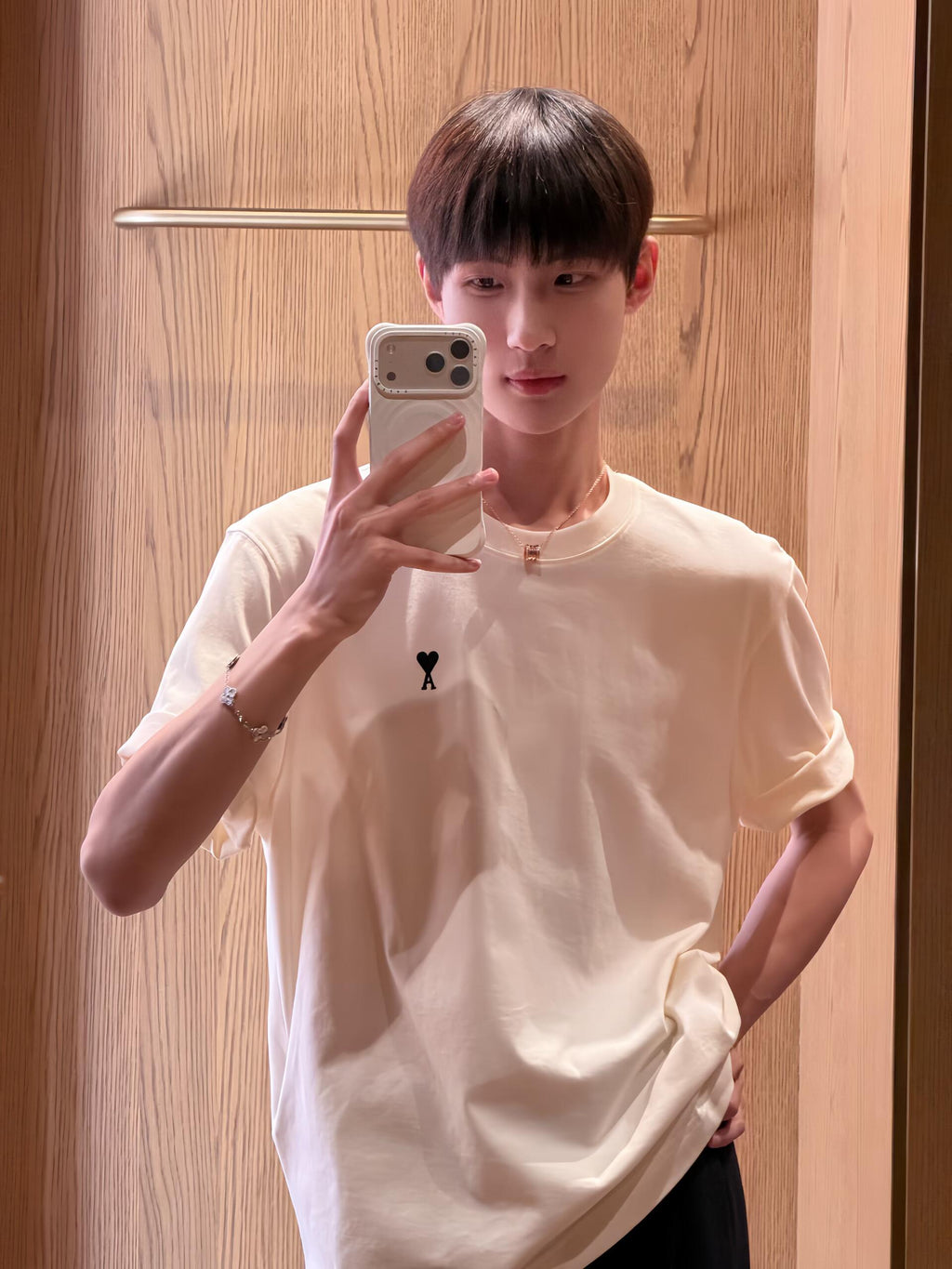 2026 New Heart A Short-Sleeved T-Shirt with Heart-Shaped Text Print (AA555-A00)