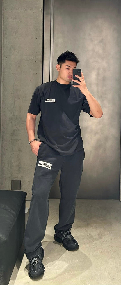 2026 New Model Balen Distressed Printed Letter Pants (BB748-B25)