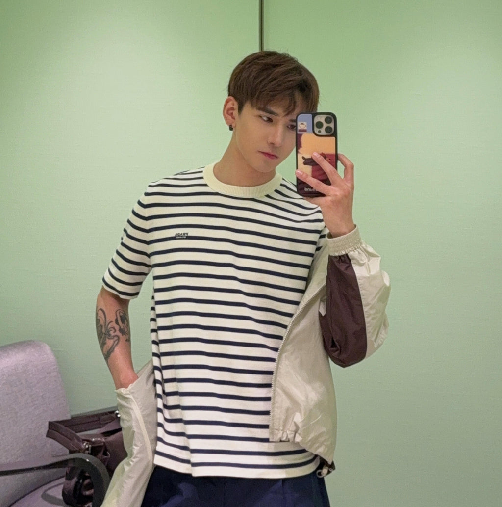 2026 New Triangle Brand Embroidered Striped Short-Sleeved Jumper (CC965-A75)
