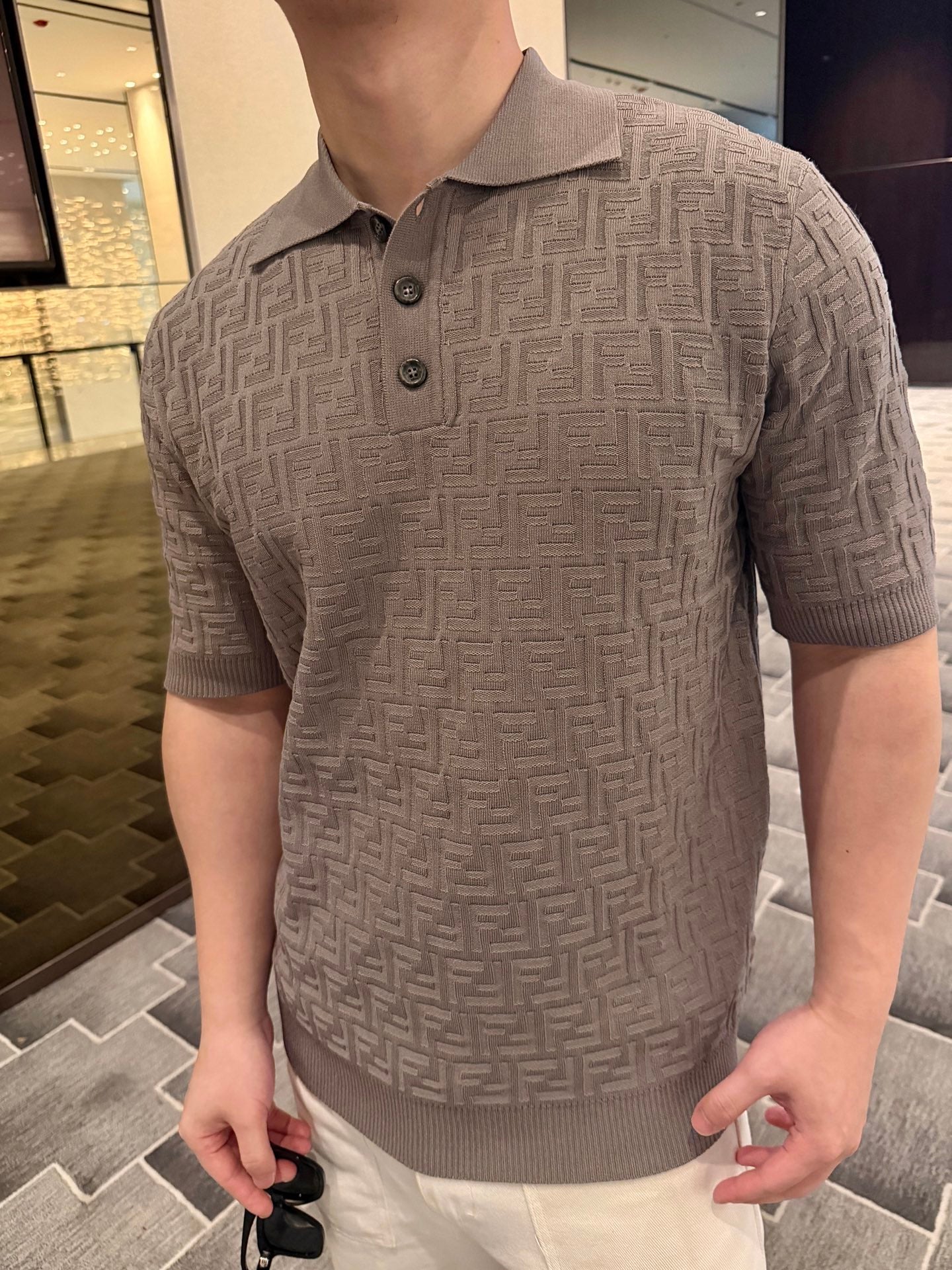 2026 New Arrival FF All-over Print Polo Neck Jumper (AA568-A75)