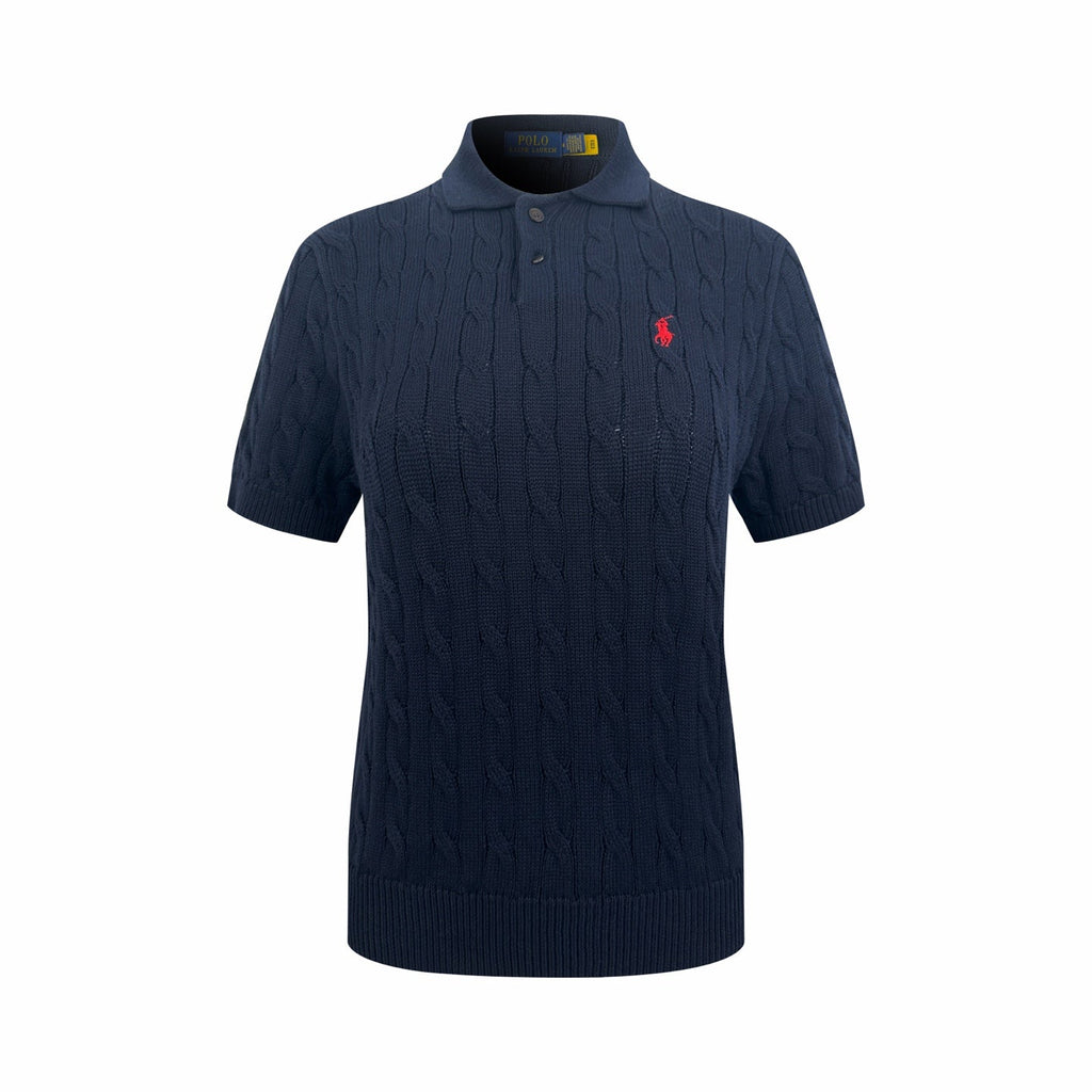 2026 Women's RL Cable-Knit Polo Neck Sweater (FF719)
