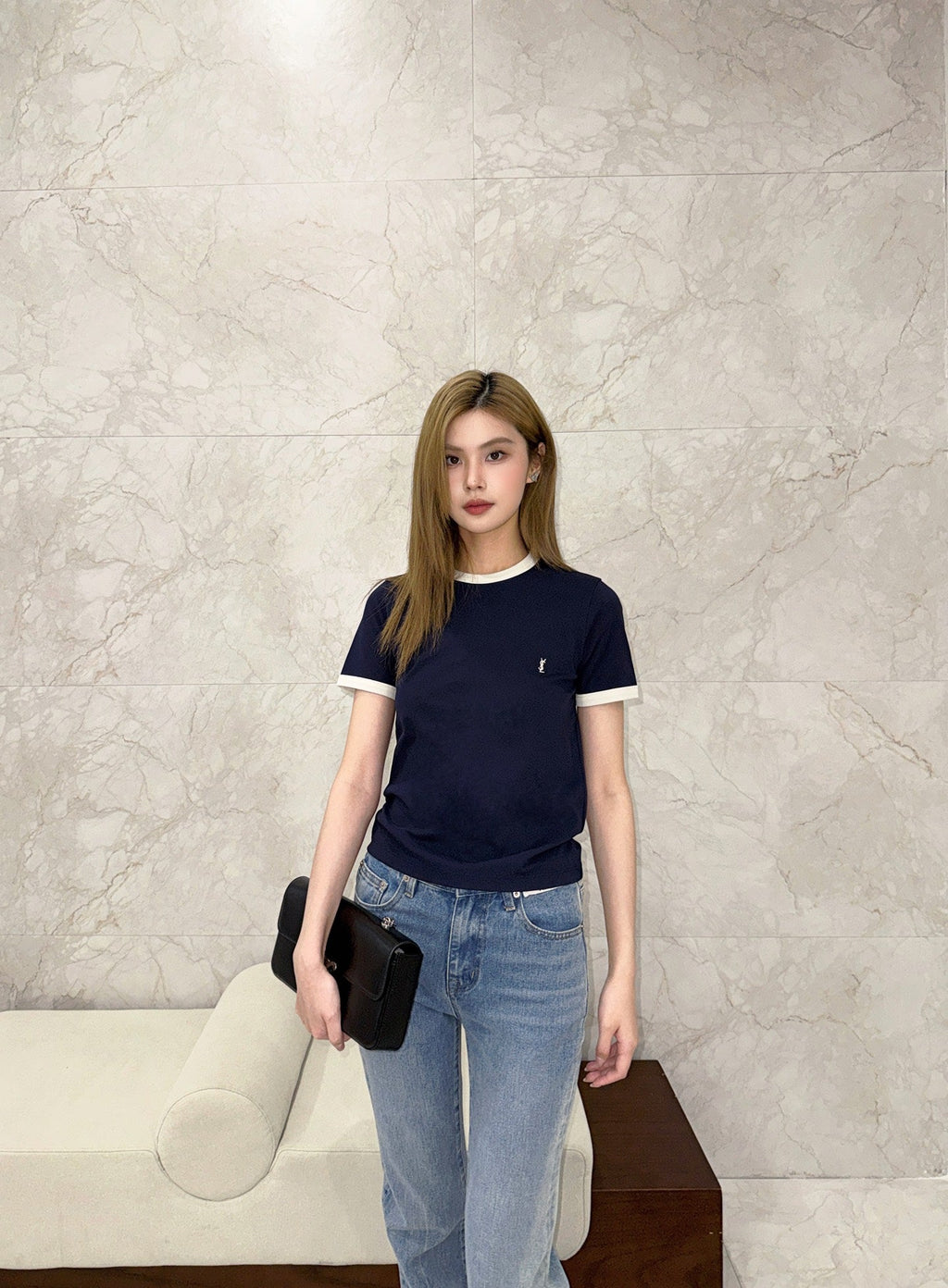 2026 Women's Saint L Embroidered Patchwork Short-Sleeved T-Shirt (FF722)