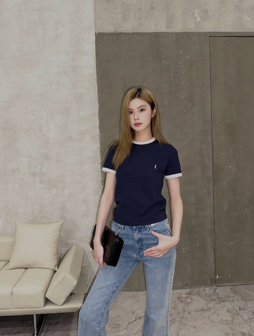 2026 Women's Saint L Embroidered Patchwork Short-Sleeved T-Shirt (FF722)