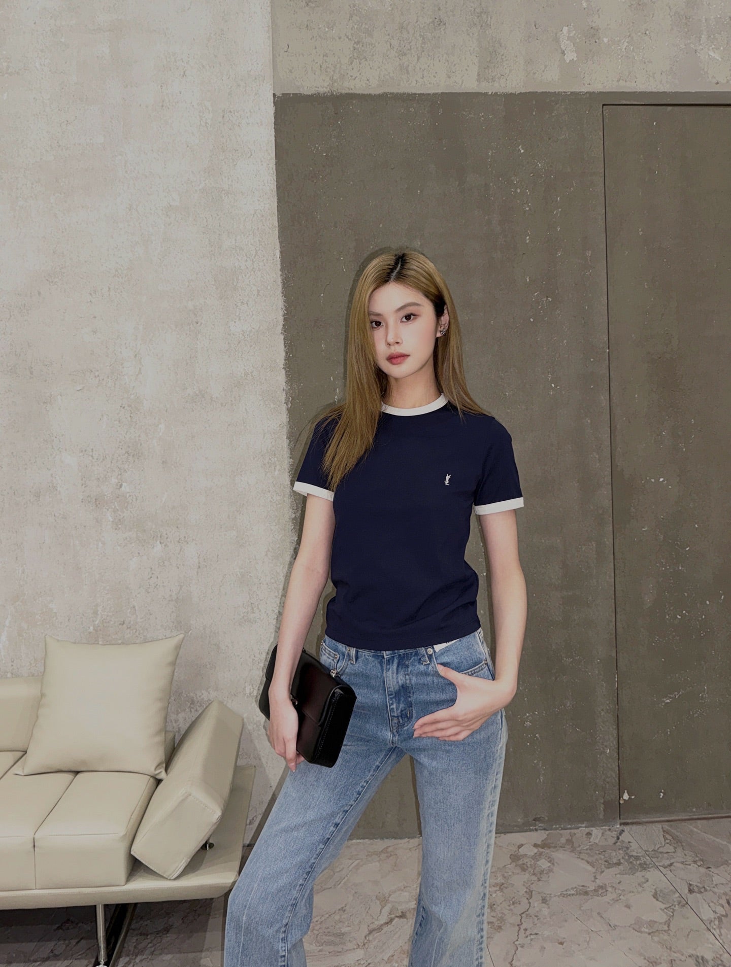 2026 Women's Saint L Embroidered Patchwork Short-Sleeved T-Shirt (FF722)