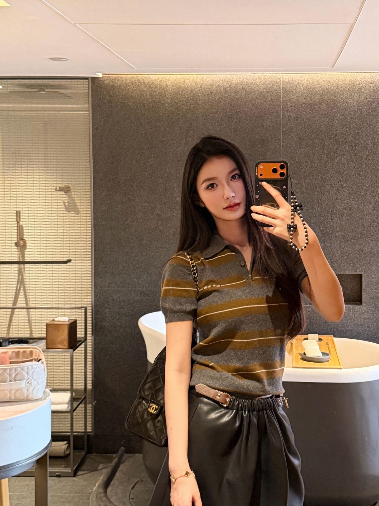2026 Women's MM Logo Jacquard Striped Jumper  (FF711)