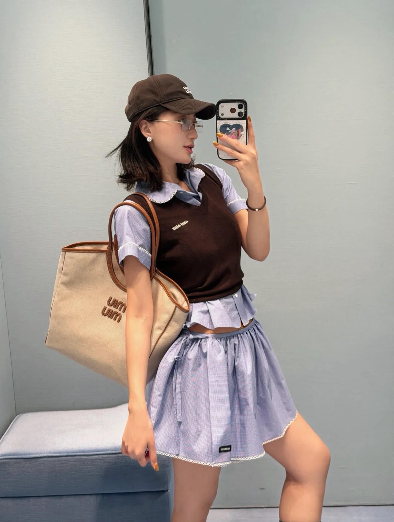 2026 Women's MM Logo Check Skirt (FF724)