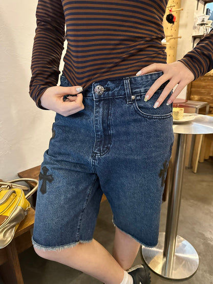 2026 Women's CH Cross Logo Denim Shorts (EE407)