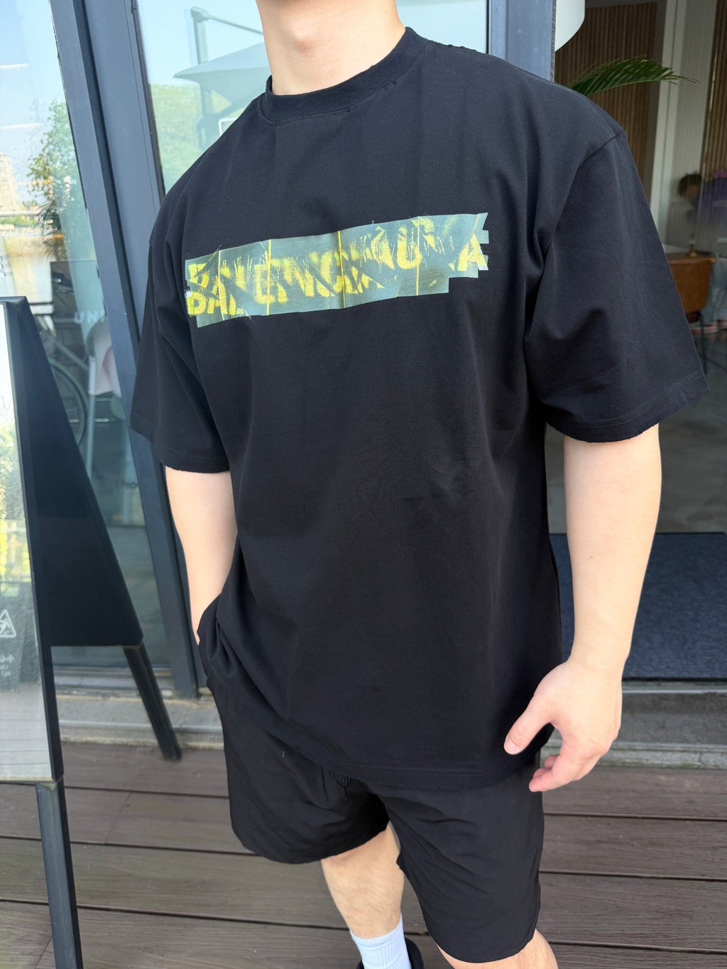 2026 New Balen Tape Graffiti Short-Sleeved T-Shirt (CC972-A20)