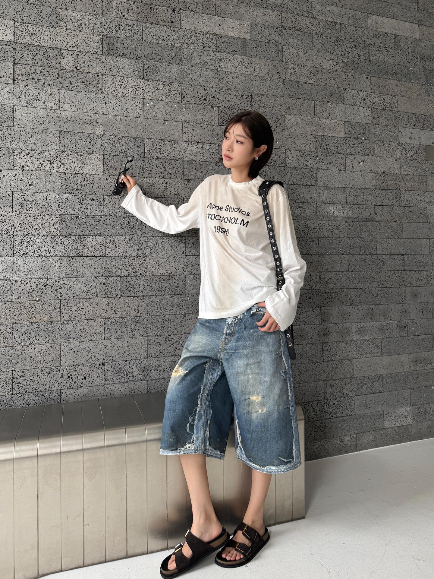 2026 Women's Acn Optical Illusion Print Dyed Denim Shorts (FF721)