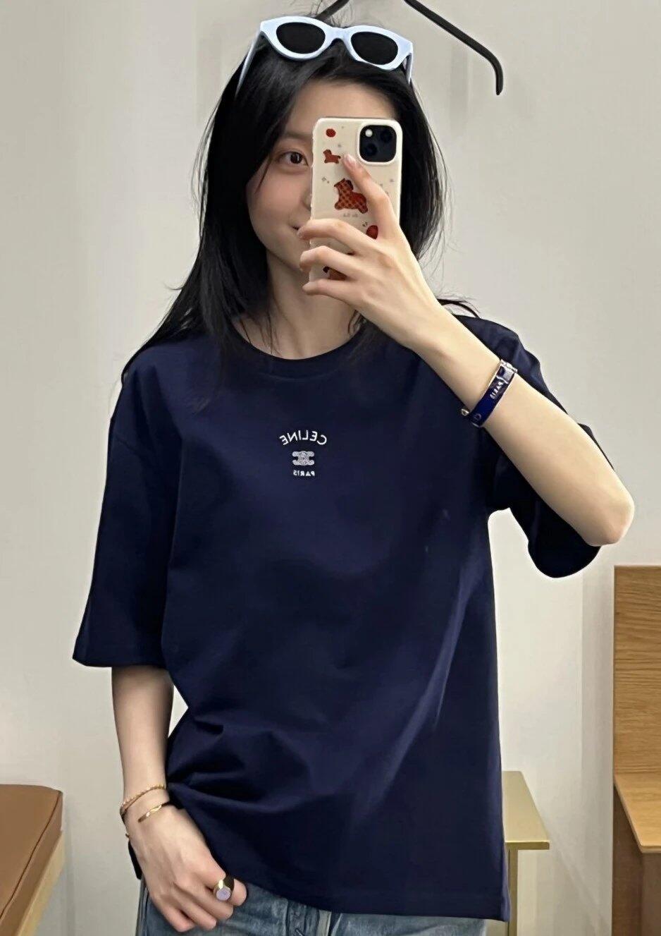 2026 Women's Ce Logo Embroidered Short-Sleeved T-Shirt (EE406)