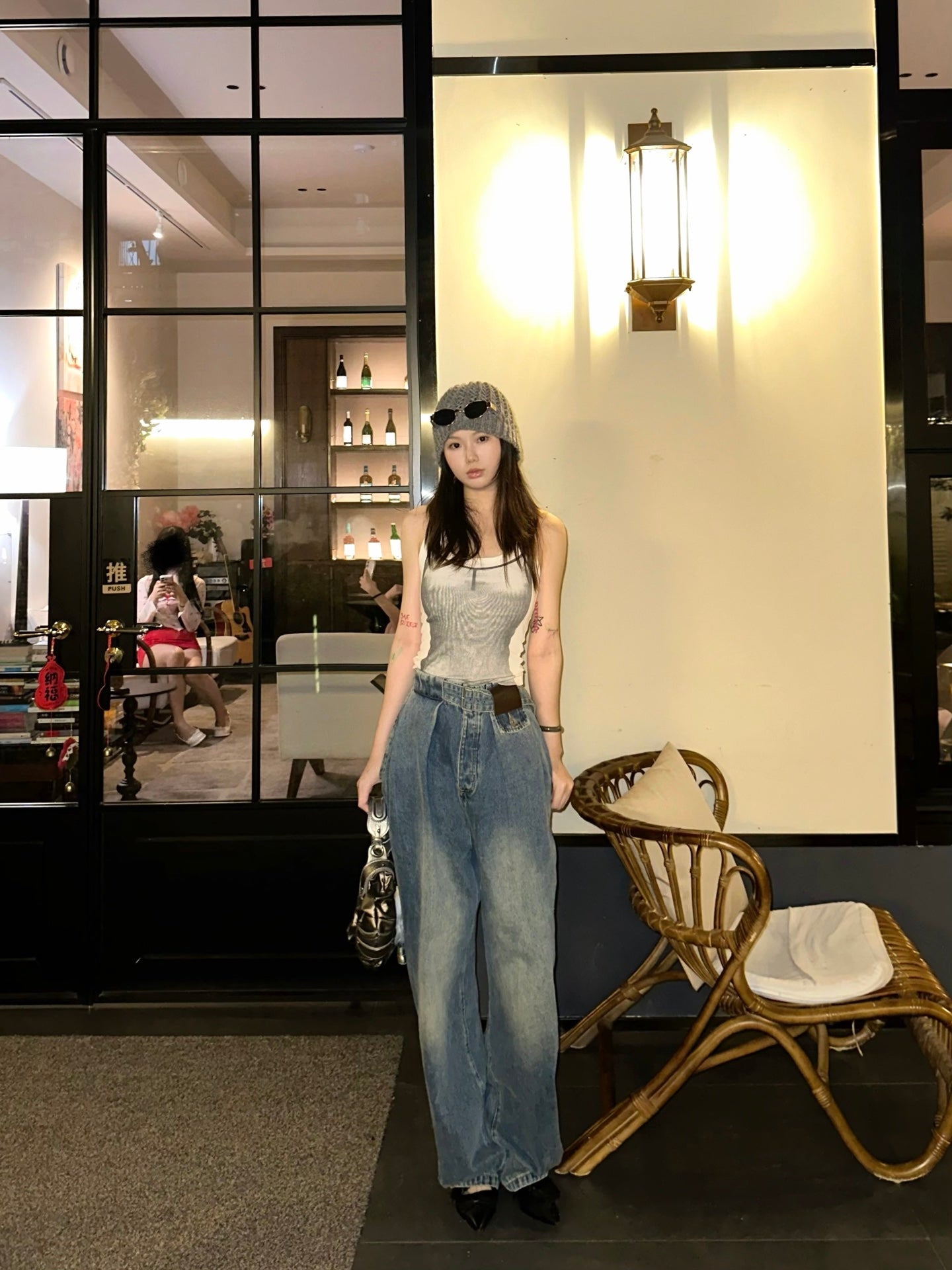 2026 Women's Way Leather Patch Jeans (EE408)