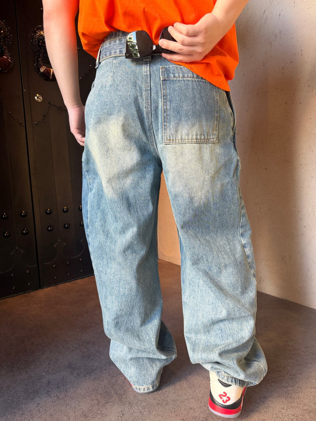 2026 New Way Leather Patch Jeans (BB828-B70)