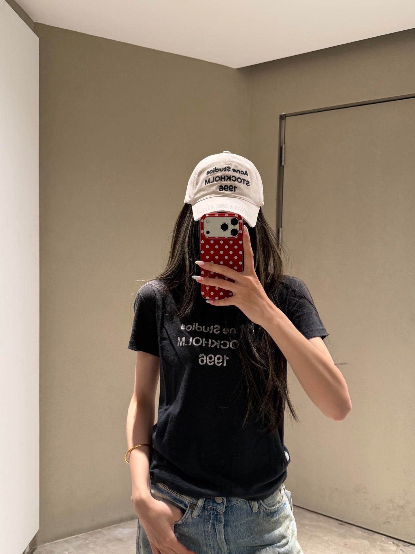 2026 Women's Acn Short-Sleeved T-Shirt with Screen-Printed Distressed Logo (FF731)