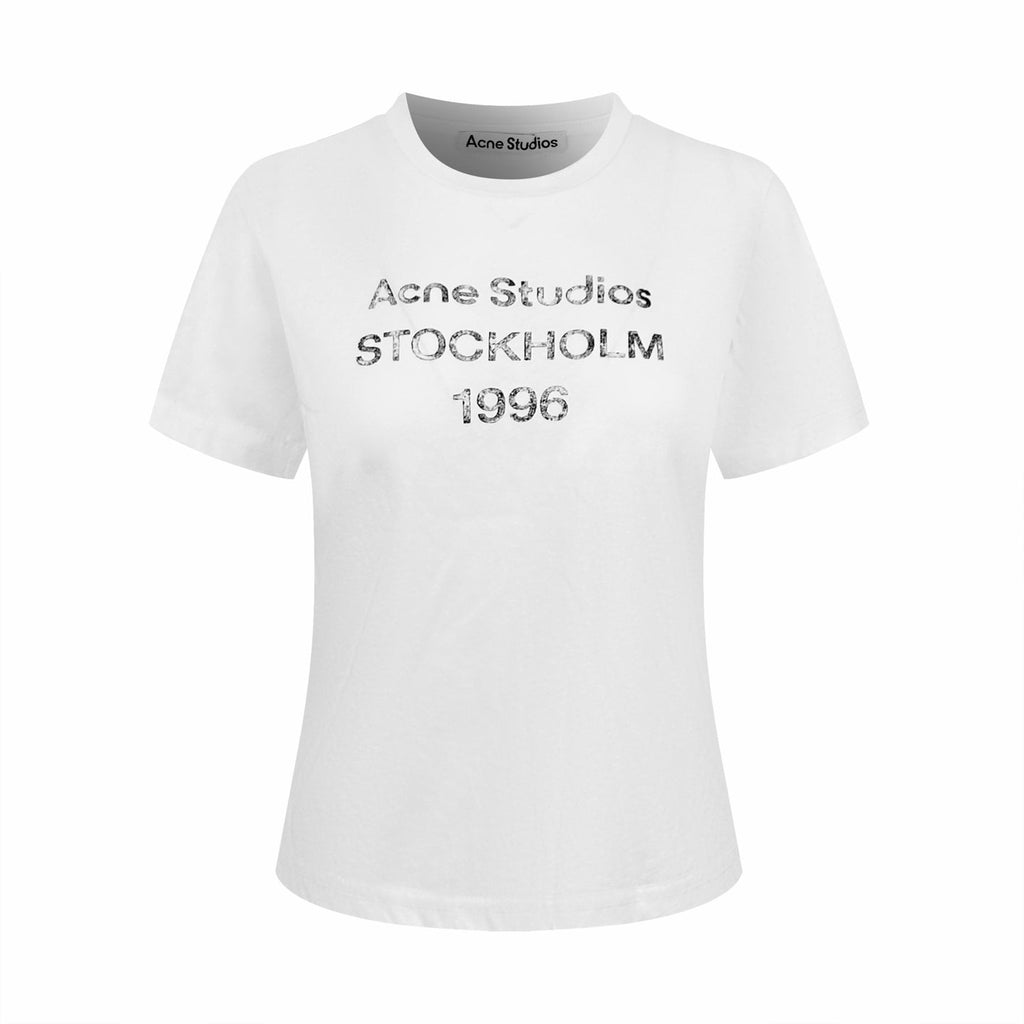 2026 Women's Acn Short-Sleeved T-Shirt with Screen-Printed Distressed Logo (FF731)