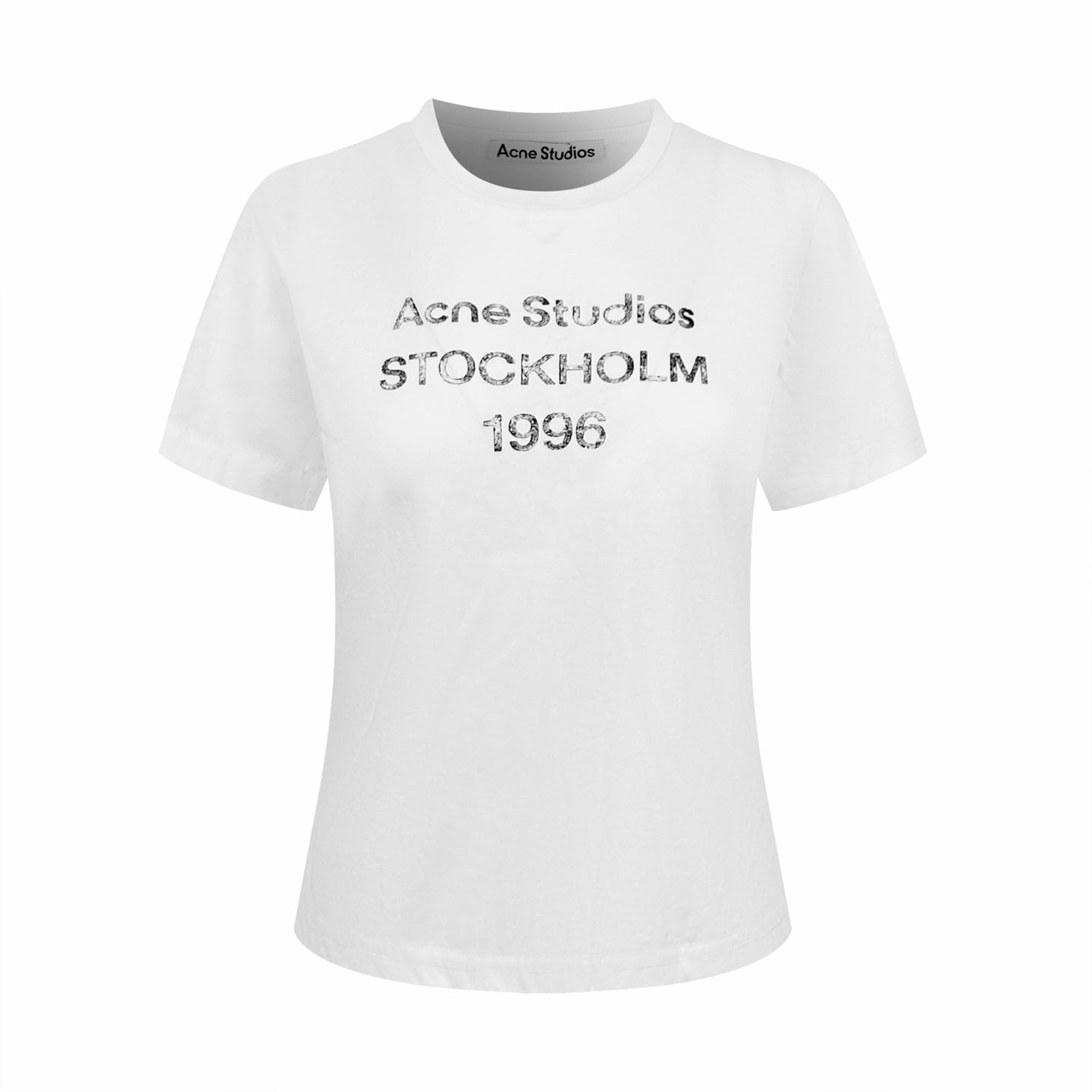 2026 Women's Acn Short-Sleeved T-Shirt with Screen-Printed Distressed Logo (FF731)
