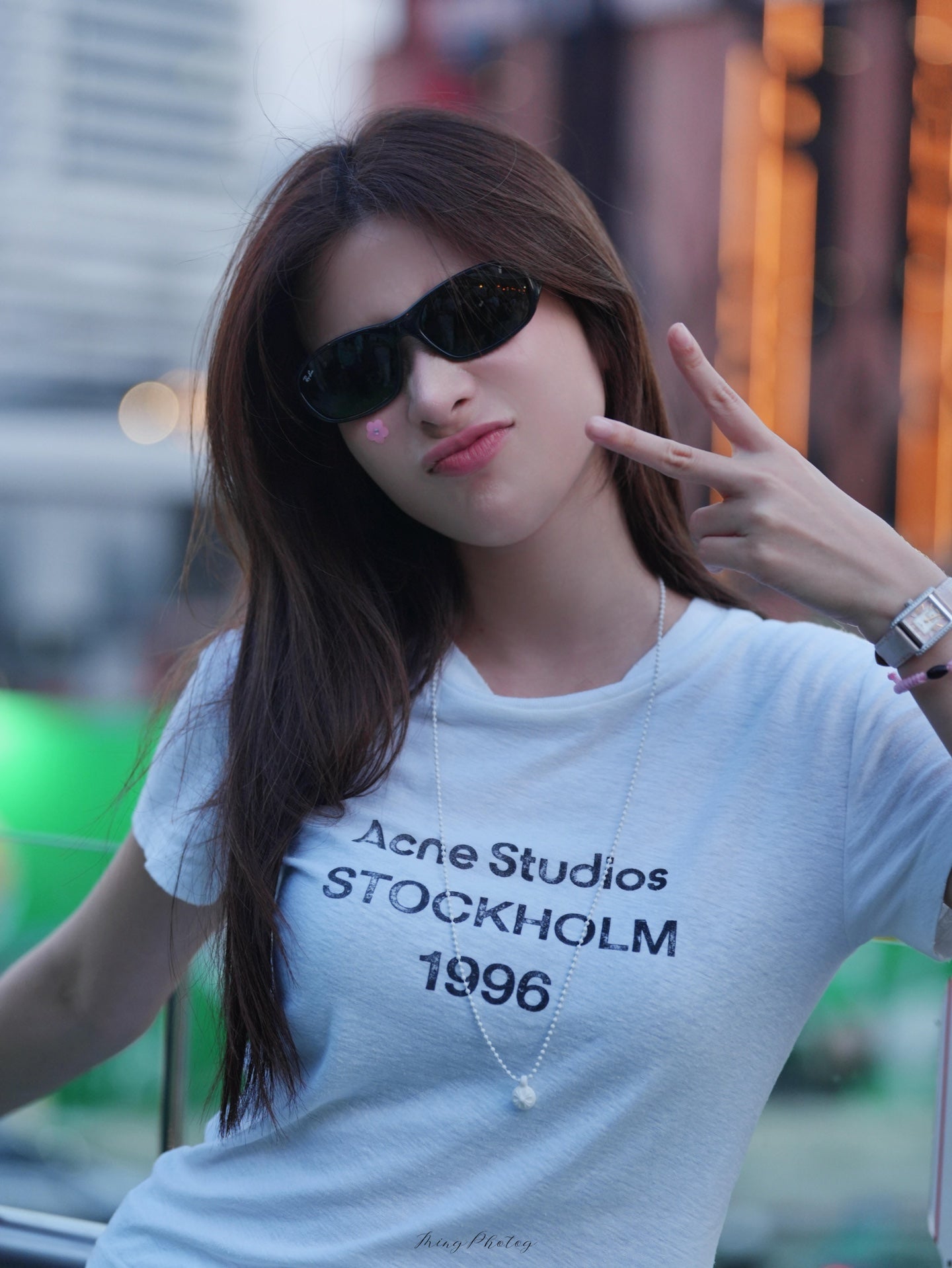 2026 Women's Acn Short-Sleeved T-Shirt with Screen-Printed Distressed Logo (FF731)