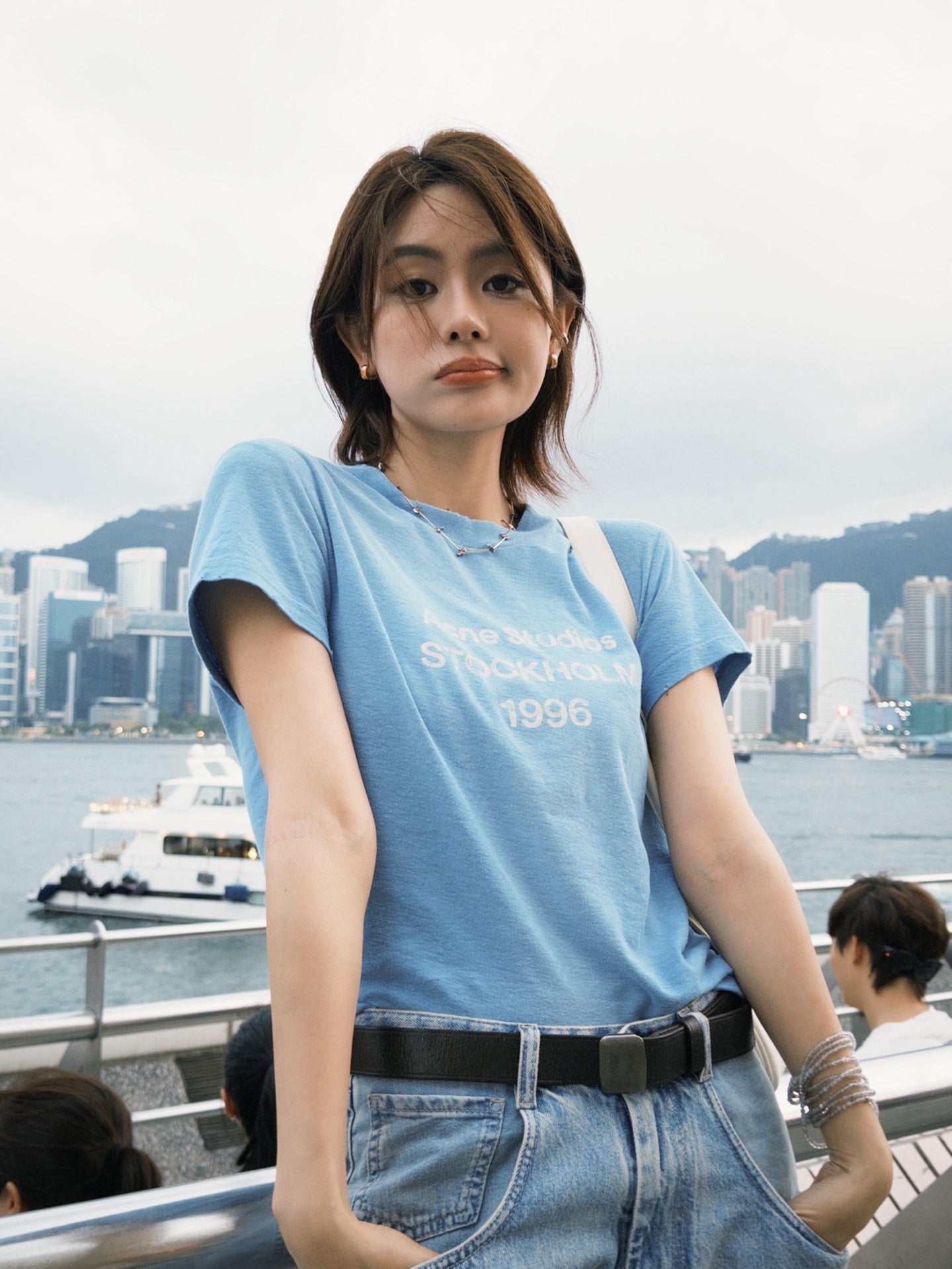 2026 Women's Acn Short-Sleeved T-Shirt with Screen-Printed Distressed Logo (FF731)
