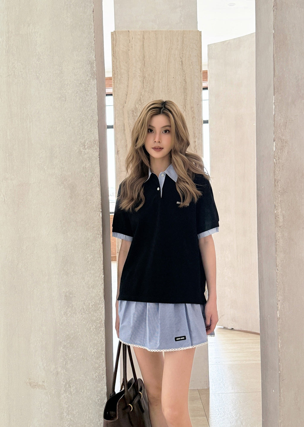 2026 Women's MM Colour-Blocked Collared Polo Shirt (FF713)