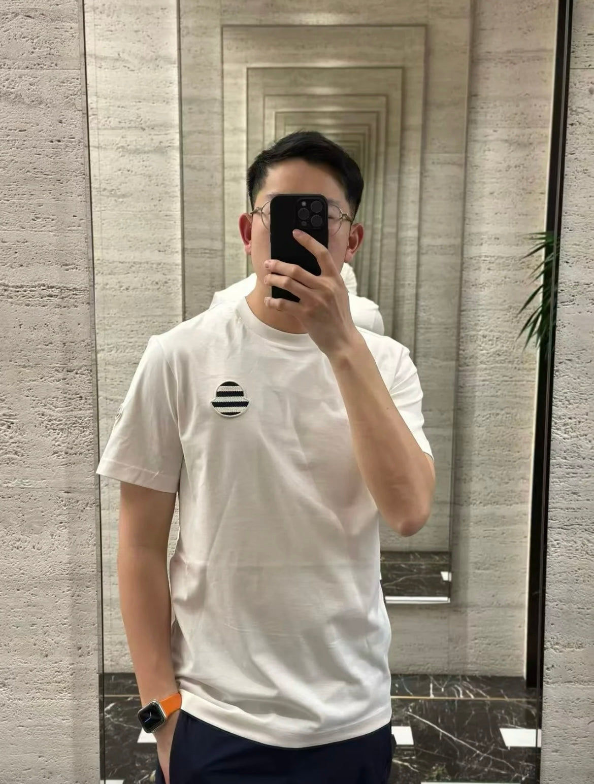 2026 New Mon Striped Logo Patch Short-Sleeved T-Shirt (AA612-A10)