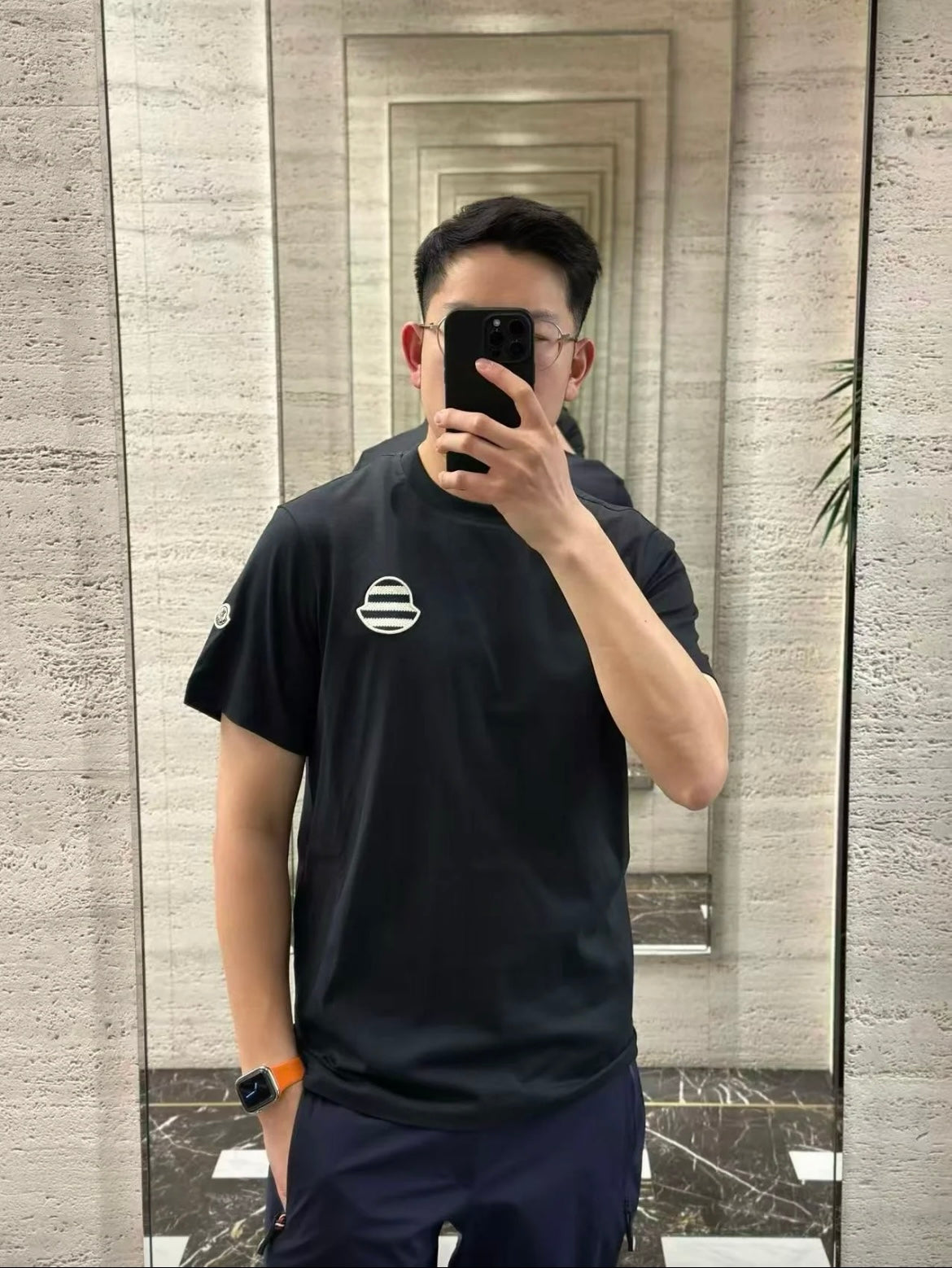 2026 New Mon Striped Logo Patch Short-Sleeved T-Shirt (AA612-A10)